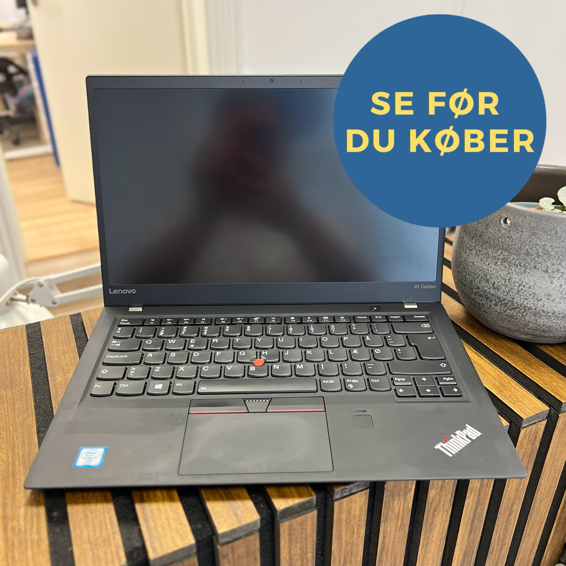 Lenovo ThinkPad X1 Carbon 5th Gen. Sort 256GB Brugt - Flot Stand